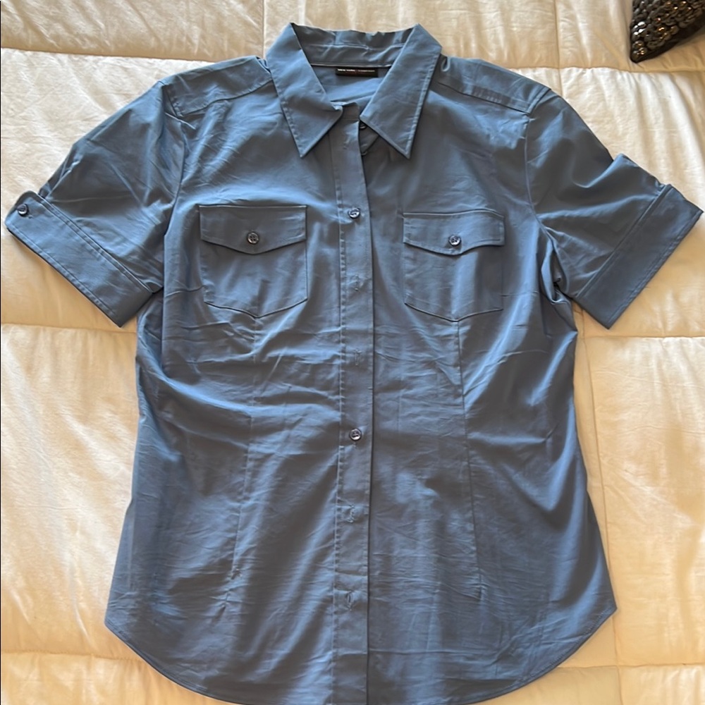 Women’s Slate Blue Short Sleeve Blouse